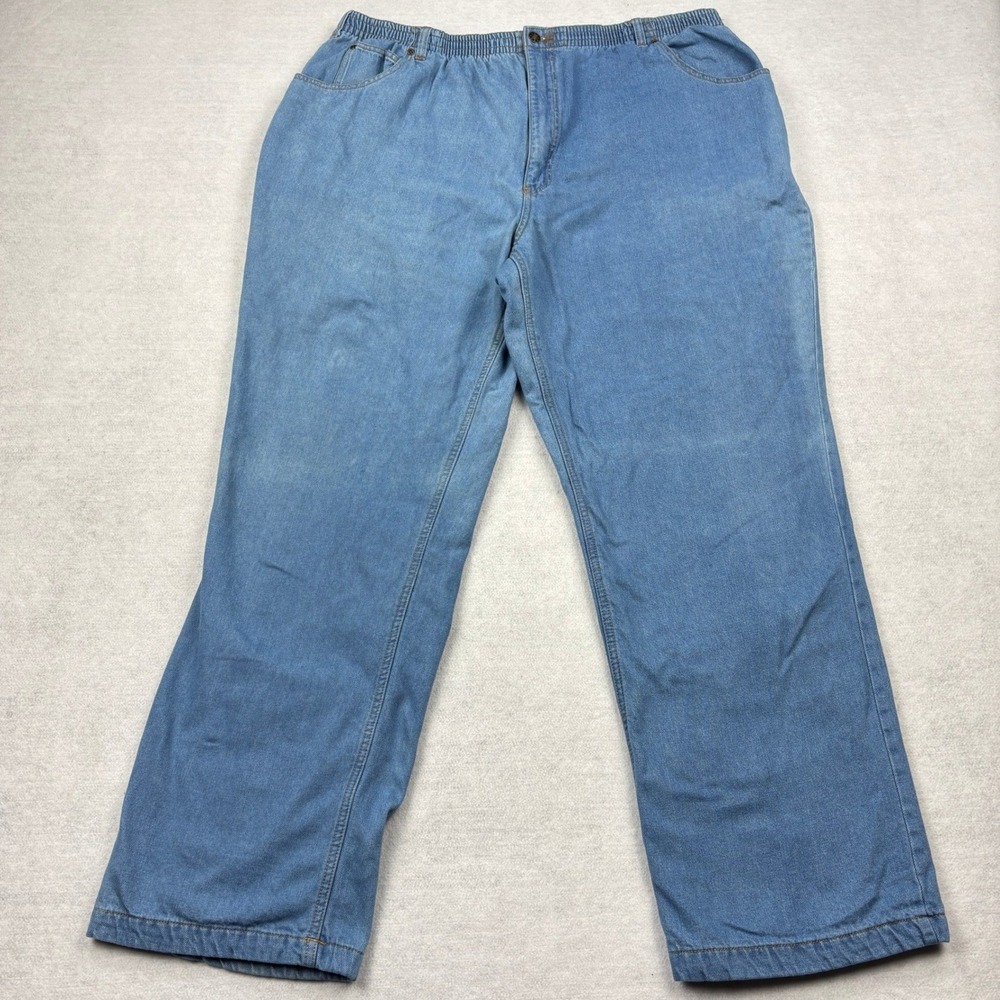 Haband Ice House Flannel Lined Jeans Mens 46 Elastic Waist Denim Work Pants Warm